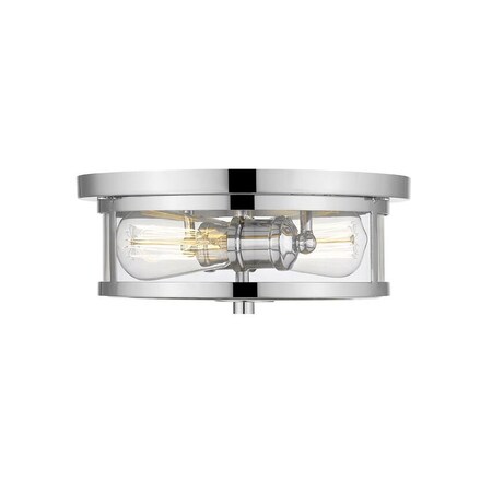 Z-Lite Savannah 2 Light Flush Mount, Chrome & Clear 462F11-CH